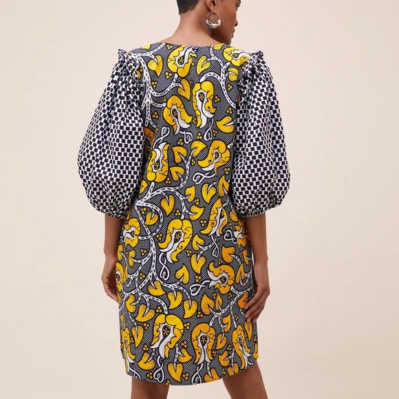 KIKI Clothing African Print Balloon Sleeve Dress Ethical Fashion Designer S - Picture 4 of 12